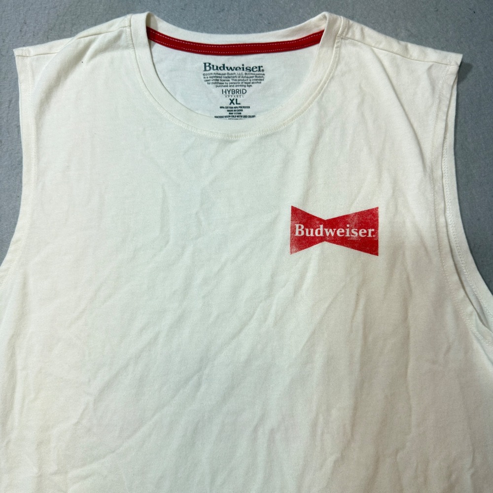 Budweiser Muscle Tank Top Men XL Off-White Graphic This Bud's For You Sleeveless
